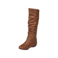 thumbnail image 1 of hopeusnice Women's Knee High Boots Faux Leather Buckle Slouchy Flat Boots Side Zipper Comfortable Warm Winter Boots Fall Fashion Shoes Brown 42, 1 of 6