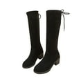thumbnail image 1 of hopeusnice Women's Knee High Boots Suede Over The Knee Boots Chunky Heel Buckle Boots Lace Up Boots Winter Boots Warm Comfortable Fashionable Boots Black 40, 1 of 9