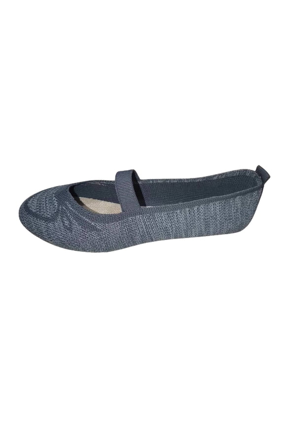 Women's Knitted Flats Comfortable Breathable Shoes Soft Sole Flat Shoes Elastic Strap Slip On Low Heel Ballerina Flats Gray 39