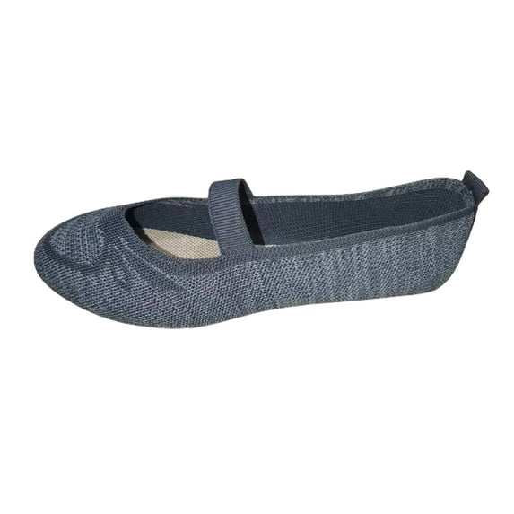hopeusnice Women's Knitted Flats Comfortable Breathable Shoes Soft Sole Flat Shoes Elastic Strap Slip On Low Heel Ballerina Flats Gray 39