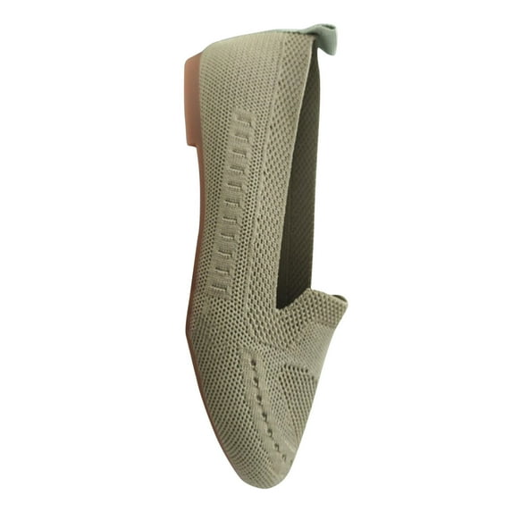 hopeusnice Women's Knitted Slip On Flats Comfortable Breathable Shoes Lightweight Loafers Casual Beach Sneakers Green 37