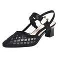 thumbnail image 1 of hopeusnice Women's Mesh Slingback Dress Sandals Rhinestone Buckle Closed Toe Block Heel Party Wedding Shoes Black 37, 1 of 6