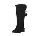 thumbnail image 1 of hopeusnice Women's Over The Knee Boots Suede Fuzzy Fleece Lined Wedge Heel Winter Boots Warm Plush Lining Buckle Buckle Pull on Boots Black 38, 1 of 4