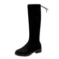 thumbnail image 1 of hopeusnice Women's Over The Knee Boots Suede Winter Boots Round Toe Ankle Boots Comfortable Low Heel Warm Boots Lace Up Buckle Shoes Black 40, 1 of 7