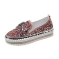 thumbnail image 1 of hopeusnice Women's Rhinestone Slip On Loafers Comfortable Bowknot Sneakers Bling Glitter Shoes Low Top Walking Party Shoes Pink 38, 1 of 9