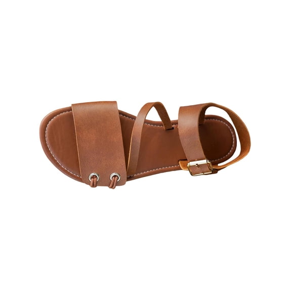 hopeusnice Women's Sandal Flat Heel Buckle Closure Open Toe Durable Construction For Long Wear Easy To On And Off Brown 42