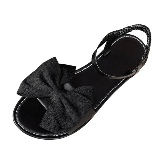 hopeusnice Women's Sandal Flat Heel Low Heel Bow Accent Open Toe Ideal For Casual And Vacation Use Durable Construction For Long Black 36