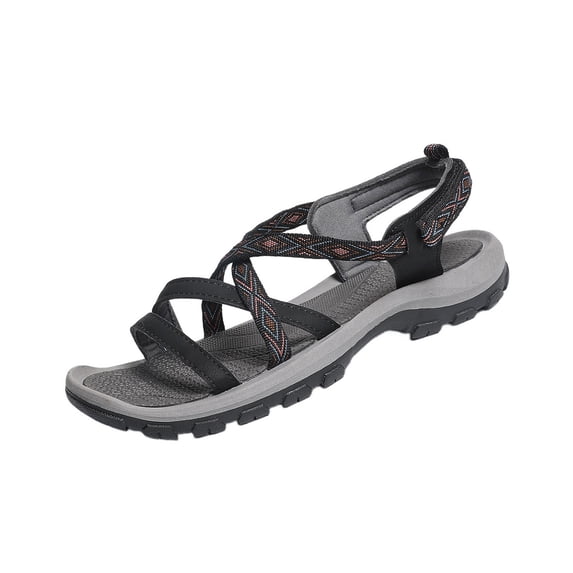 hopeusnice Women's Sandal Flat Heel Open Toe Plus Size Available Soft Sole Durable Construction For Long Wear Black 40