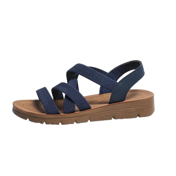 hopeusnice Women's Sandal Flat Heel Open Toe Soft Sole Breathable Versatile Matching With Various Outfits Blue 41