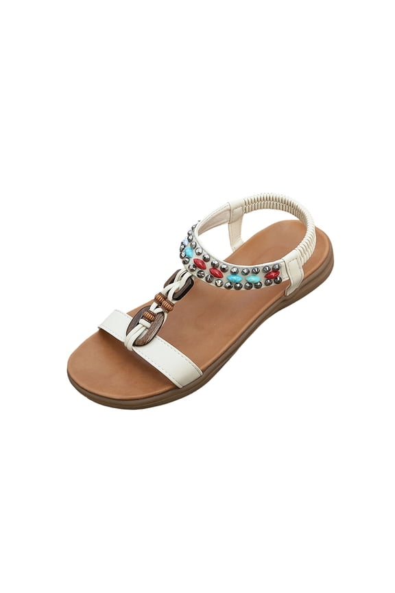Women's Sandal Open Toe Plus Size Available Comfortable Stylish Design For All Occasions Soft Insole For All Day Beige 41