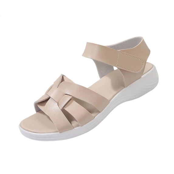 hopeusnice Women's Sandal Plus Size Available Thick Sole Comfortable Wear Fashionable Design For Various Foot Sizes Beige 36