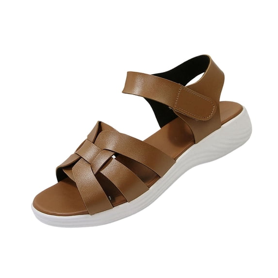 hopeusnice Women's Sandal Plus Size Available Thick Sole Comfortable Wear Fashionable Design For Various Foot Sizes Khaki 43