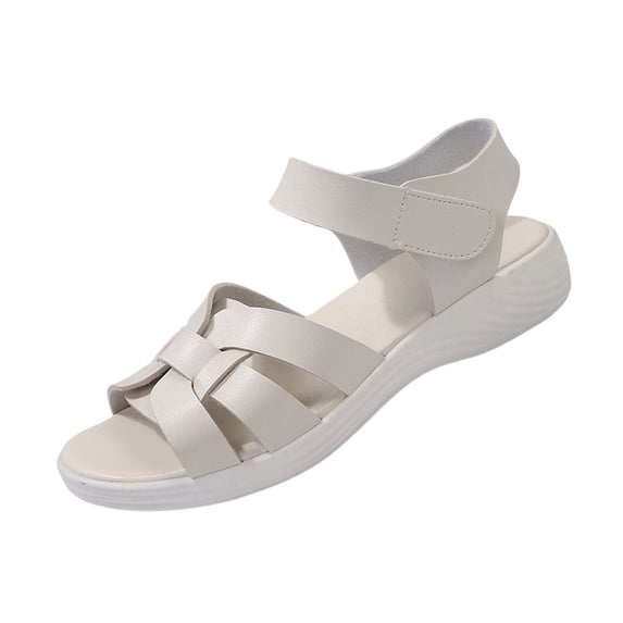 hopeusnice Women's Sandal Plus Size Available Thick Sole Comfortable Wear Fashionable Design For Various Foot Sizes White 40