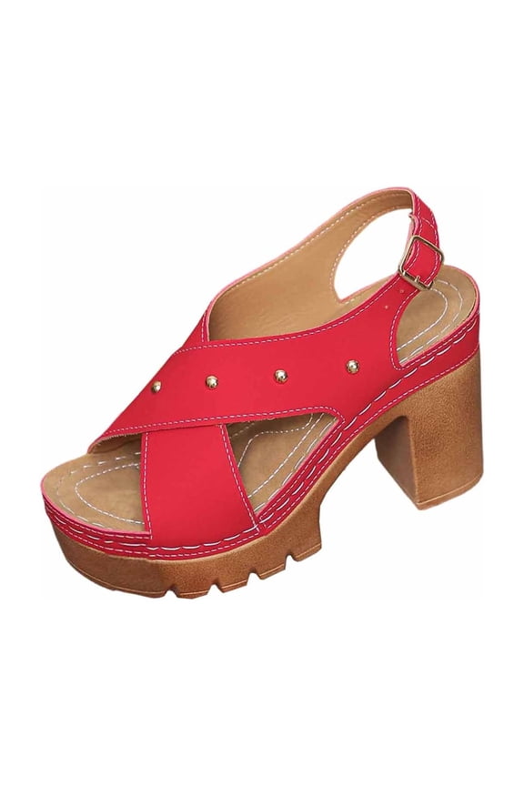 Women's Sandal Sole Easy To On And Off Stylish Design For All Occasions Soft Insole For All Day Style Red 37