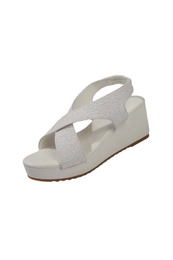 Women's Sandal Wedge Heel Sole Open Toe Plus Size Available Breathable Material For Warm Weather Style White 41