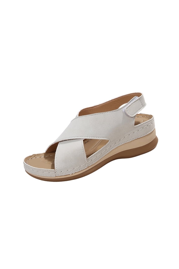 Women's Sandal Wedge Heel Sole Open Toe Plus Size Available For Daily Wear And Beach Outings Style Beige 38