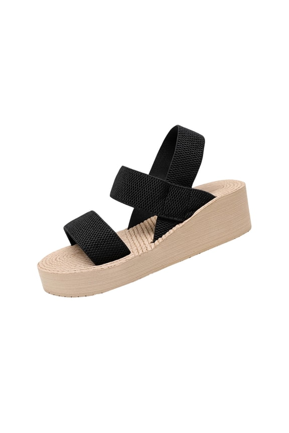 Women's Sandal Wedge Heel Sole Open Toe Plus Size Available For Daily Wear And Beach Outings Style Black 37