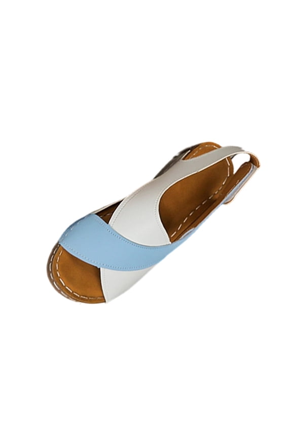 Women's Sandal Wedge Heel Sole Open Toe Plus Size Available For Daily Wear And Beach Outings Style Light Blue 38