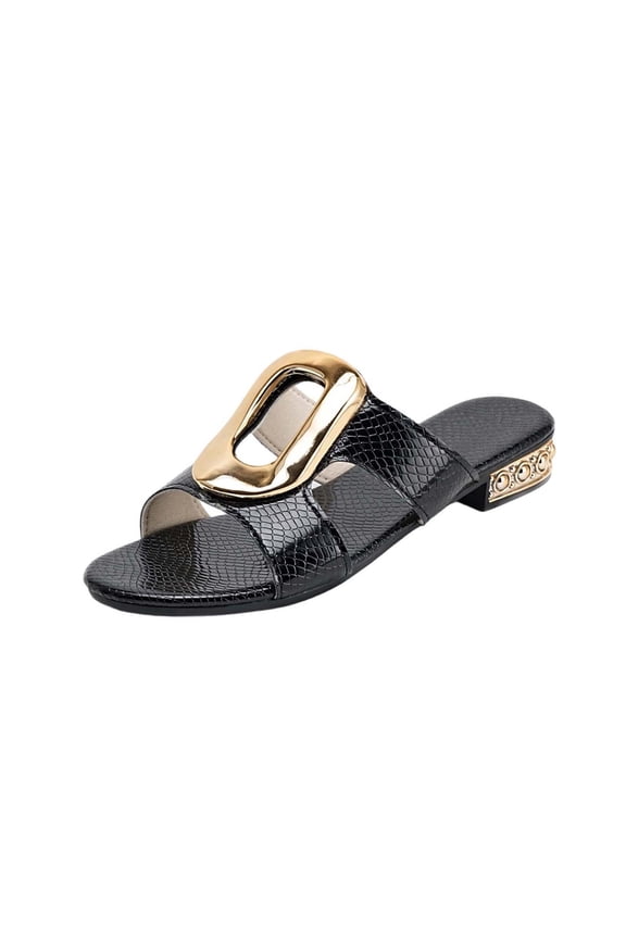 Women's Slippers Lightweight Round Toe Low Heel Perfect For Weekend Outings And Errands For Daily Commute And Leisure Black 6.5