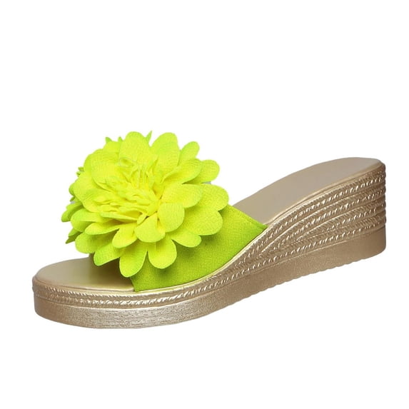 hopeusnice Women's Slippers Peep Toe Sole Summer Style Comfortable For Extended Walking Time Stylish Look For Modern Yellow 7.5