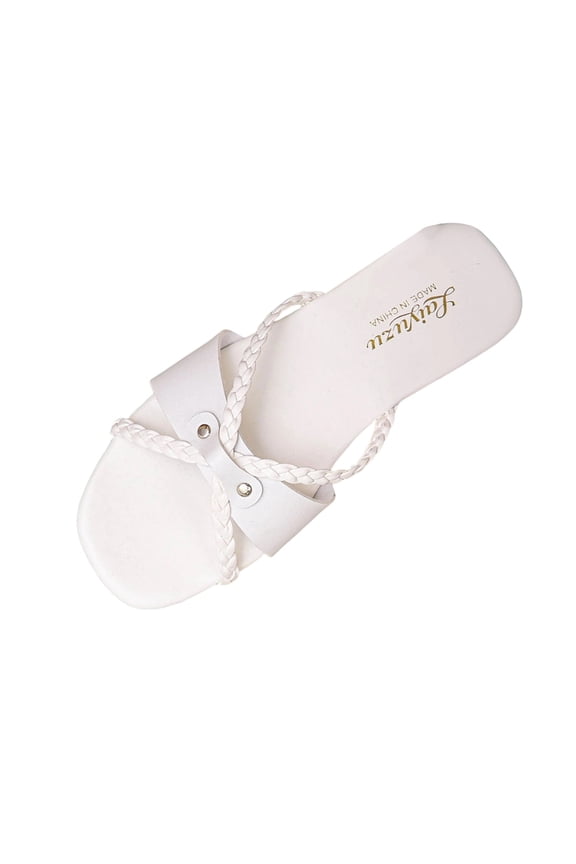 Women's Slippers Plus Size Available Open Toe Flat Heel Block Heel Comfortable For Extended Walking Time White 5.5