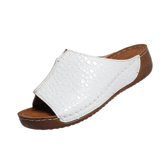 hopeusnice Women's Slippers Plus Size Available Open Toe Round Toe Sole Durable Construction For Long Term Use White 8.5