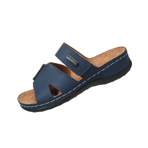 hopeusnice Women's Slippers Plus Size Available Open Toe Round Toe Sole Suitable For Vacation Trips And Beach Days Style Navy 6