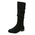 thumbnail image 1 of hopeusnice Women's Slouch Knee High Boots Suede Over The Knee Boots Flat Boots Pull On Mid Calf Boots Fashion Comfortable Fall Winter Shoes Black 41, 1 of 6