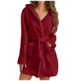 thumbnail image 1 of hopeusnice Women's Solid Color Dress Clearance Workout Lounge Pajama Dress Long Sleeve Tunic Shirts Casual Summer Lightweight Sleepwear Clothing for Female Red S, 1 of 7
