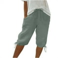 thumbnail image 1 of hopeusnice Women's Solid Color Trousers Clearance Exercise Gym Capri Drawstring sweatpants jumpsuits Casual Summer Lightweight Joggers Clothing for Female Mint Green XL, 1 of 8