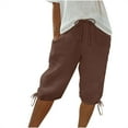 thumbnail image 1 of hopeusnice Women's Solid Color Trousers Clearance Exercise Gym Capri Drawstring sweatpants jumpsuits Joggers Casual Summer Lightweight Clothing for Female Coffee M, 1 of 8