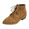 thumbnail image 1 of hopeusnice Women's Suede Ankle Boots Lace Up Low Heel Chunky Heel Booties Comfortable Breathable Block Heel Dress Shoes Brown 37, 1 of 6