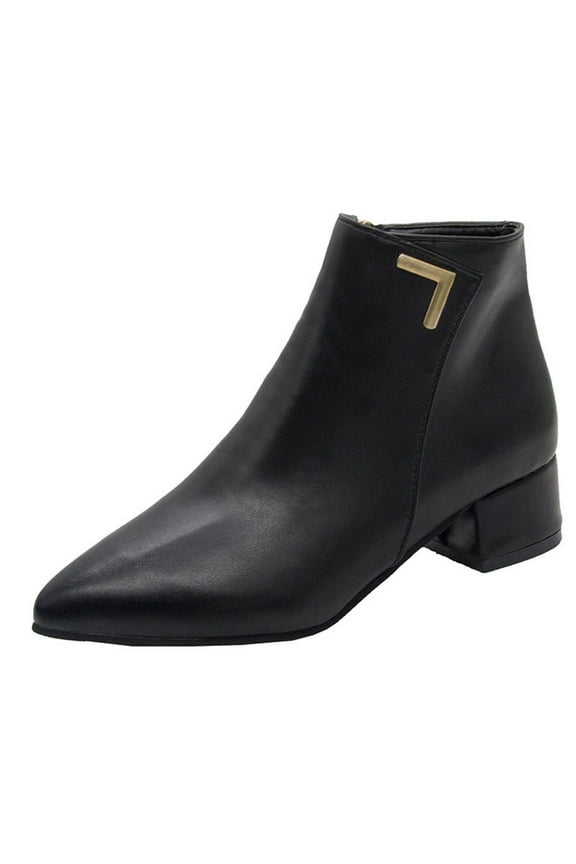 Women's Suede Ankle Boots Low Heel Pointed Toe Zipper Booties Comfortable Block Heel Dress Shoes Fall Winter Footwear Dark Gray 40