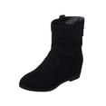 thumbnail image 1 of hopeusnice Women's Suede Ankle Boots Wedge Heel Booties Winter Warm Comfortable Zipper Closure Low Heel Round Toe Shoes Black 35, 1 of 1