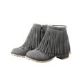 thumbnail image 1 of hopeusnice Women's Suede Fringe Ankle Boots Zipper Closure Booties Comfortable Wedge Heel Fashion Fall Winter Fringe Boots Gray 41, 1 of 9