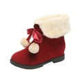 thumbnail image 1 of hopeusnice Women's Winter Boots Fuzzy Fleece Lined Ankle Boots Plush Bowknot Warm Snow Boots Comfortable Outdoor Slip-On Suede Warm Shoes Red 39, 1 of 1