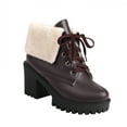 thumbnail image 1 of hopeusnice Women's Winter Boots Fuzzy Fleece Lined Ankle Boots Lace Up Chunky Heel Warm Snow Boots Comfortable Outdoor Shoes Brown 41, 1 of 9