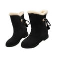 thumbnail image 1 of hopeusnice Women's Winter Boots Fuzzy Fleece Lined Suede Ankle Boots Warm Comfortable Shoes Tassel Decor Flat Heel Snow Boots Black 35, 1 of 9