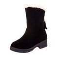 thumbnail image 1 of hopeusnice Women's Winter Boots Suede Ankle Boots Warm Fuzzy Fleece Lined Mid Calf Boots Slip On Snow Boots Black 38, 1 of 9