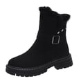thumbnail image 1 of hopeusnice Women's Winter Boots Suede Buckle Ankle Booties Fuzzy Fleece Lined Warm Shoes Snow Boots Black 38, 1 of 9