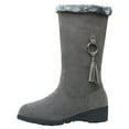 thumbnail image 1 of hopeusnice Women's Winter Boots Suede Fuzzy Fleece Lined Knee High Warm Snow Boots Ankle Booties Tassel Decor Comfortable Slip On Shoes Gray 38, 1 of 7