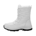 thumbnail image 1 of hopeusnice Women's Winter Boots Warm Fuzzy Fleece Lined Waterproof Snow Boots Lace Up Ankle Booties Outdoor Comfortable Shoes Non-Slip Snow Boots Winter Footwear White 37, 1 of 9