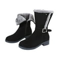 thumbnail image 1 of hopeusnice Women's Winter Warm Fuzzy Fleece Lined Snow Boots Side Zipper Ankle Boots Outdoor Booties Comfortable Boots Black 39, 1 of 6