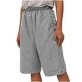 thumbnail image 1 of hopeusnice Women's cotton linen wide leg shorts Casual Beach pockets Pants workout vacation elastic high waist sweat shorts Fashion Summer solid color lounge shorts Gray XXL, 1 of 6