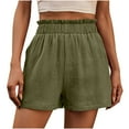 thumbnail image 1 of hopeusnice Women's elastic high waist running shorts drawstring sweat shorts workout vacation pockets Pants Fashion Summer solid color lounge shorts Casual Beach Army Green M, 1 of 7