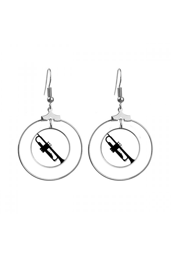 horn classical music vitality sounds earrings dangle hoop jewelry drop circle
