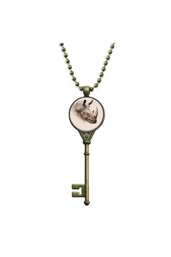 horned rhinoceros ear body key necklace pendant tray embellished chain