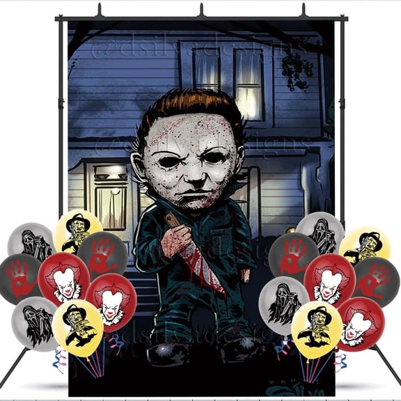 horror Movie Michael Myers Backdrop Banner Balloons Party Decorations Supplies Taspestry Wall Decor Background Poster