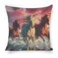 thumbnail image 1 of horses water sunset Linen toss pillowcase decoration pillowcase gifting preferred 18x18 inch cushion cover sofa pillowcase sofa bedroom living room car, 1 of 8