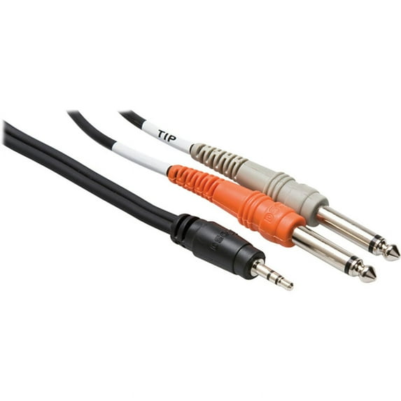Hosa CMP-153 3.5 mm TRS to Dual 1/4" TS Stereo Breakout Cable, 3 Feet (5-Pack)